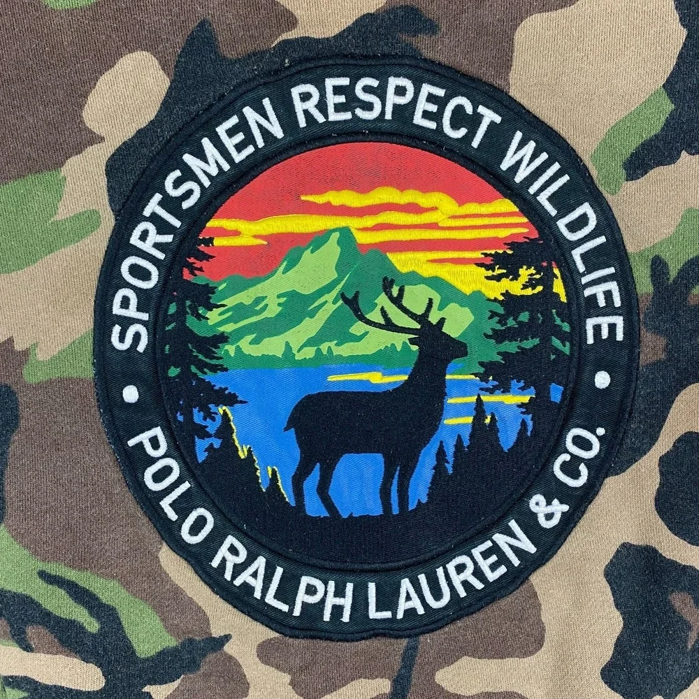 Polo Ralph Lauren Sportsman Mens Sweatshirt XXL 2XL Respect The Wildlife Camo